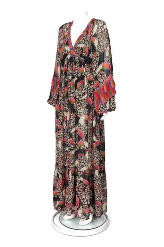 New Farm Rio Maxi Dress Leopard Tucan Ruffle Flowy Balloon Sleeve Size S NWT 149 - Picture 6 of 10