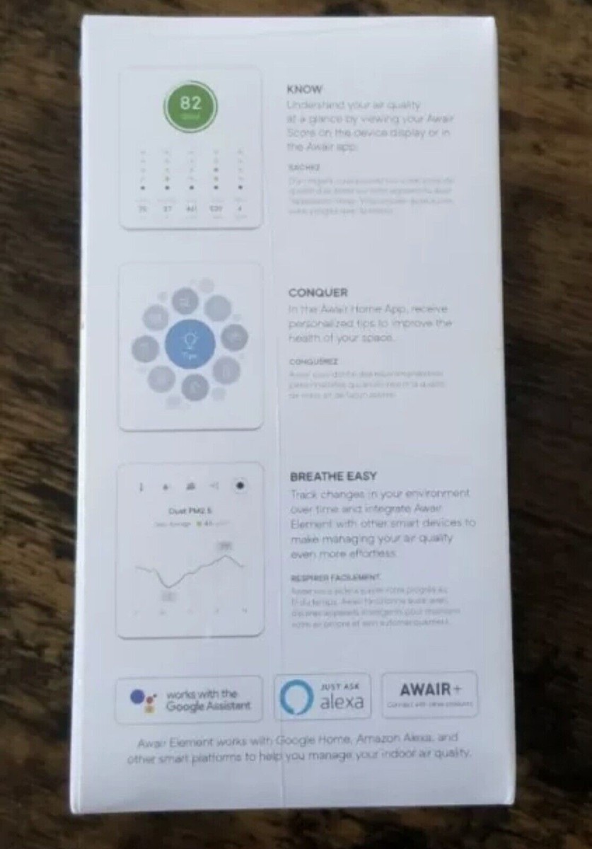 Awair Element indoor Wi-Fi Air Quality Monitor Humidity, CO2