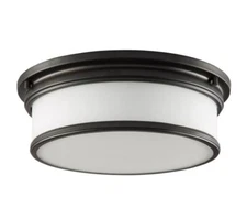 Park Harbor Oil Rubbed Bronze 3-Light 15-1/2"W Drum Fixture w/Frosted Glass