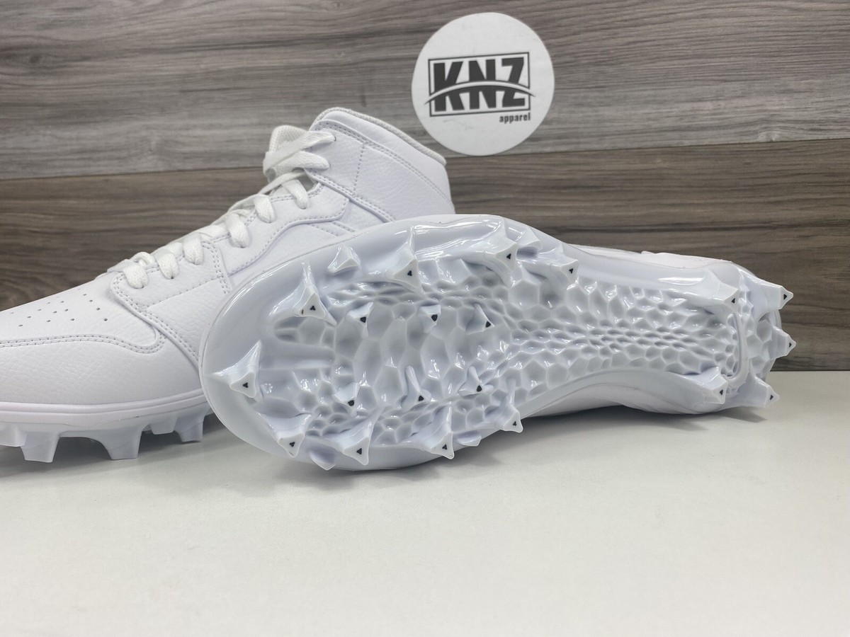 Jordan 1 Mid White/Grey Fog Mens Football Cleats Size 7 FJ6805 101 (NEW) Nike Air Jordan 1 Mid TD White Grey Fog FJ6805 101 Football  main image 3
