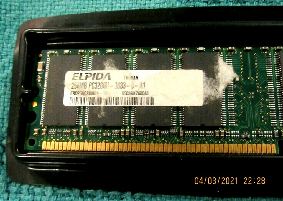 ELPIDA EBD25UC8AMFA, 256MB, DDR-400, 184-PIN DIMM, HP P/N 326667-041 DIMM - Image 2 of 3