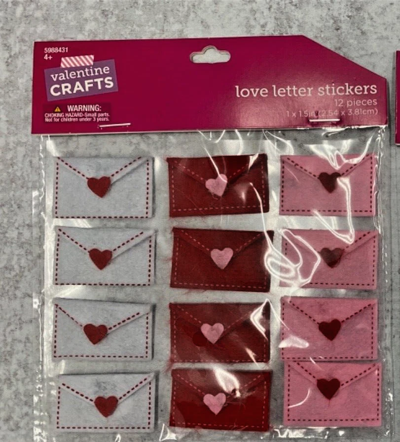 BROTHER AND SISTER DESIGN STUDIO 12 ( 1 pack) felt love letter stickers 1.5" x 1" Valentine's Day crafts