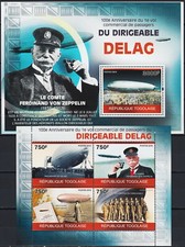 Togo Both S/S 100th Ann 1st Commercial Flight Delag Zeppelin 2010 MNH-35 Euro