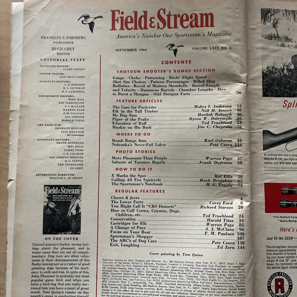 Field and Stream 1964 Magazine September Vintage FIshing Hunting Camping Adds - Image 2 of 4