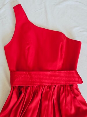 Red Size 8 White by Vera Wang Red One Shoulder Short Formal Dress Bridesmaid  | eBay