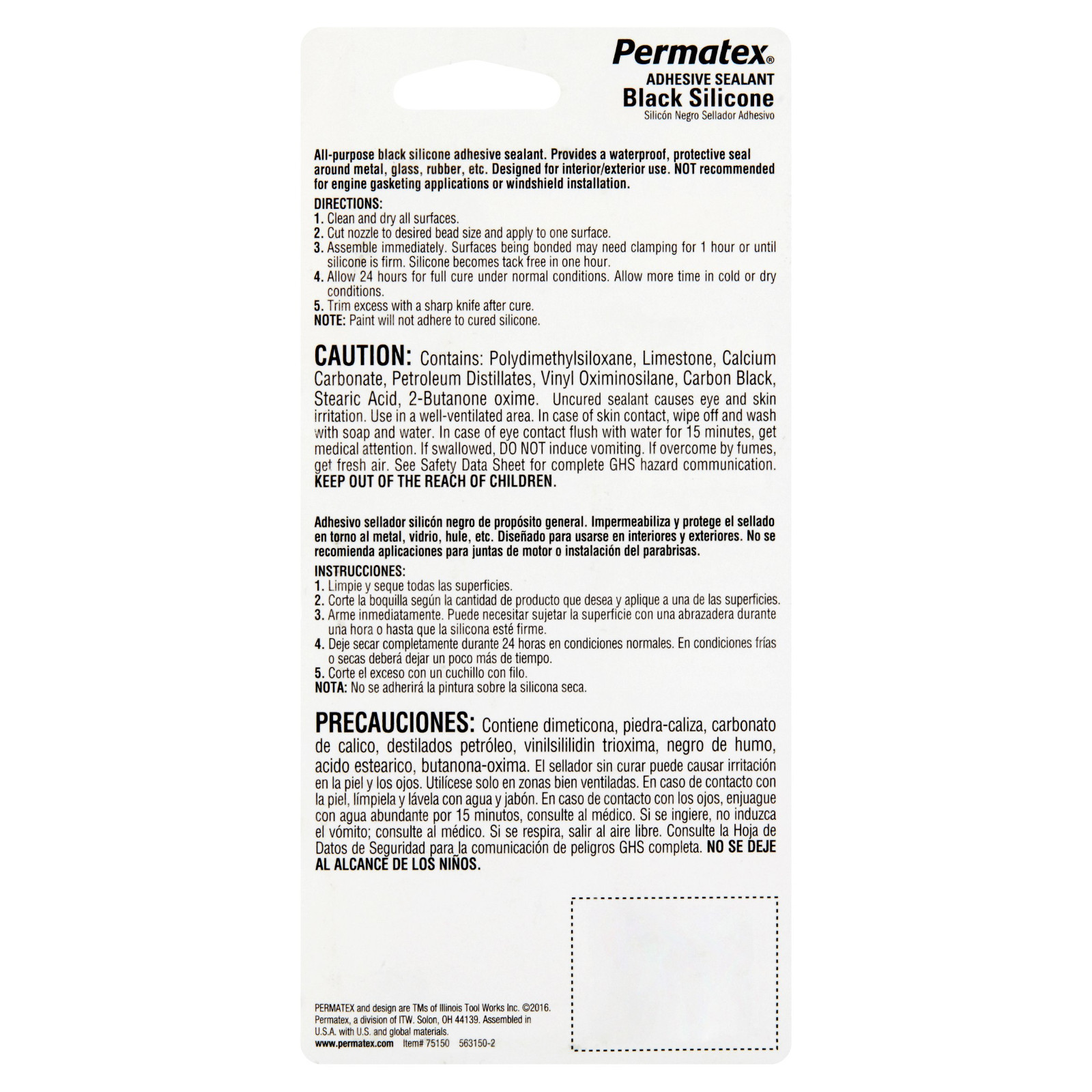 Permatex 80050 #66 Clear Silicone Adhesive - Each