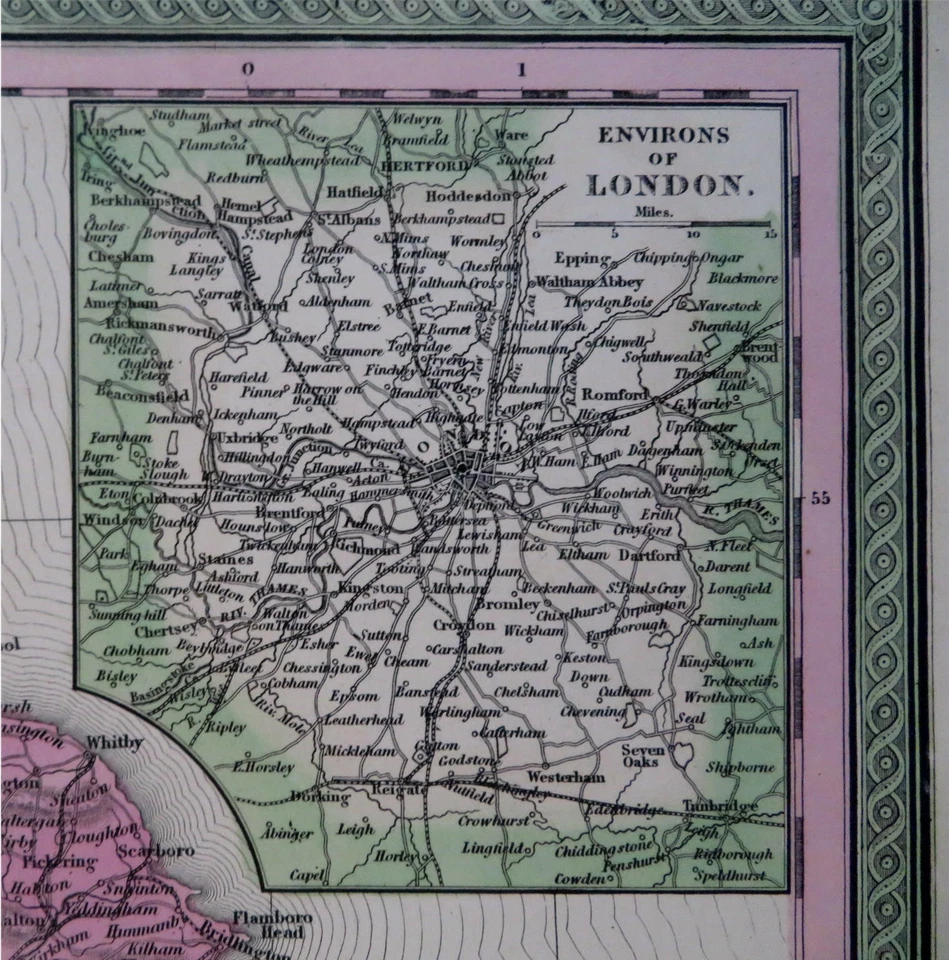 Inglaterra y Gales Reino Unido Londres Liverpool Cardiff c. 1850 Cowperthwait Mitchell mapa Foto 4 de 4