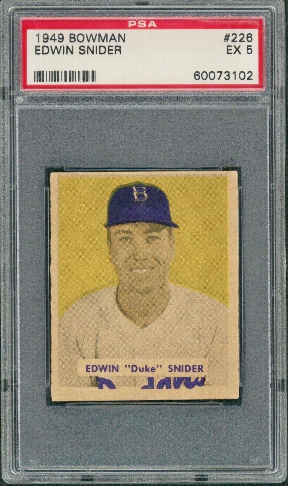 1949 Bowman  #226 Duke Snider Brooklyn Dodgers ROOKIE RC PSA 5