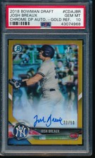 PSA 10 JOSH BREAUX AUTO 1st 2018 Bowman Chrome GOLD REFRACTOR #/50 RC GEM MINT