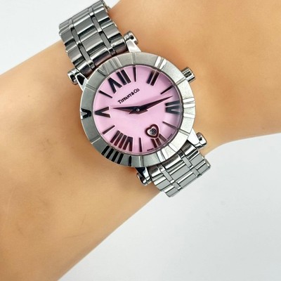 Tiffany & Co Watch Atlas Heart Date Roman Index Pink Dial SS Ceramic Satin Women Tiffany & Co Atlas Stainless Steel watch 29mm pink  main image 4