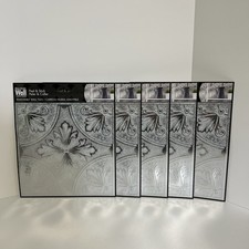 5 MAIN ST CREATIONS White Painted Silver Peel Stick 8in Art Wall Tile Backsplash