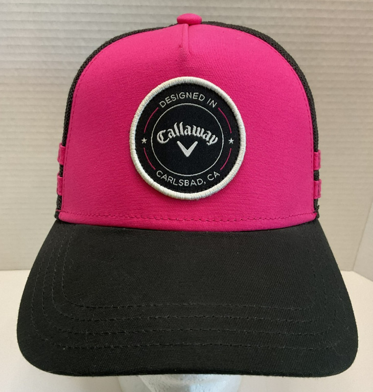 BRAND NEW RARE WOMENS CALLAWAY DESIGNED IN CARLSBAD CA PINK & BLACK GOLF HAT