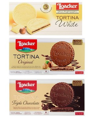 Testpaket Loacker Tortina White Triple Dark Schokolade Haselnuss 3x63g