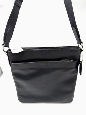 Coach Crossbody F54780 Charles In Calf Black Leather Messenger Black
