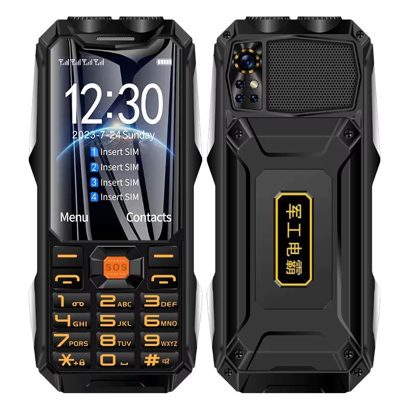 Q9 GSM 2G Network Mobile Phone 4 SIM Cards Rugged Bar Cellphone 3.5Inch HD Displ
