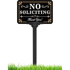No Soliciting Sign for House with Stake - Adjustable Height - 12 X 8 Inch/37 Inc