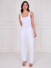 Womens Denim Jean Straight Flare High Waist Jeans Size 8 10 12 14 16 New Pink