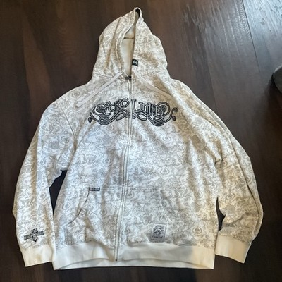 Vintage Ecko Unltd Men s XL White Graffiti Full Zip Hoodie Roots Evil Y2K Grail