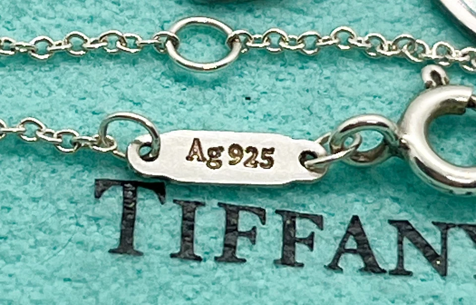 Tiffany & Co. Return Mini Double Heart Tag Pendant Necklace Blue Enamel Diamond - Image 3 of 4