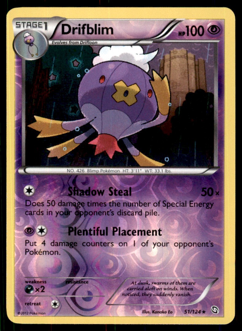 2012 Pokemon Black & White - Dragons Exalted Reverse Holo Drifblim Rare #51/124