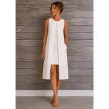 NWT Zara Maxi Dress Womens S Cream Layered High Slit Minimalist Chic