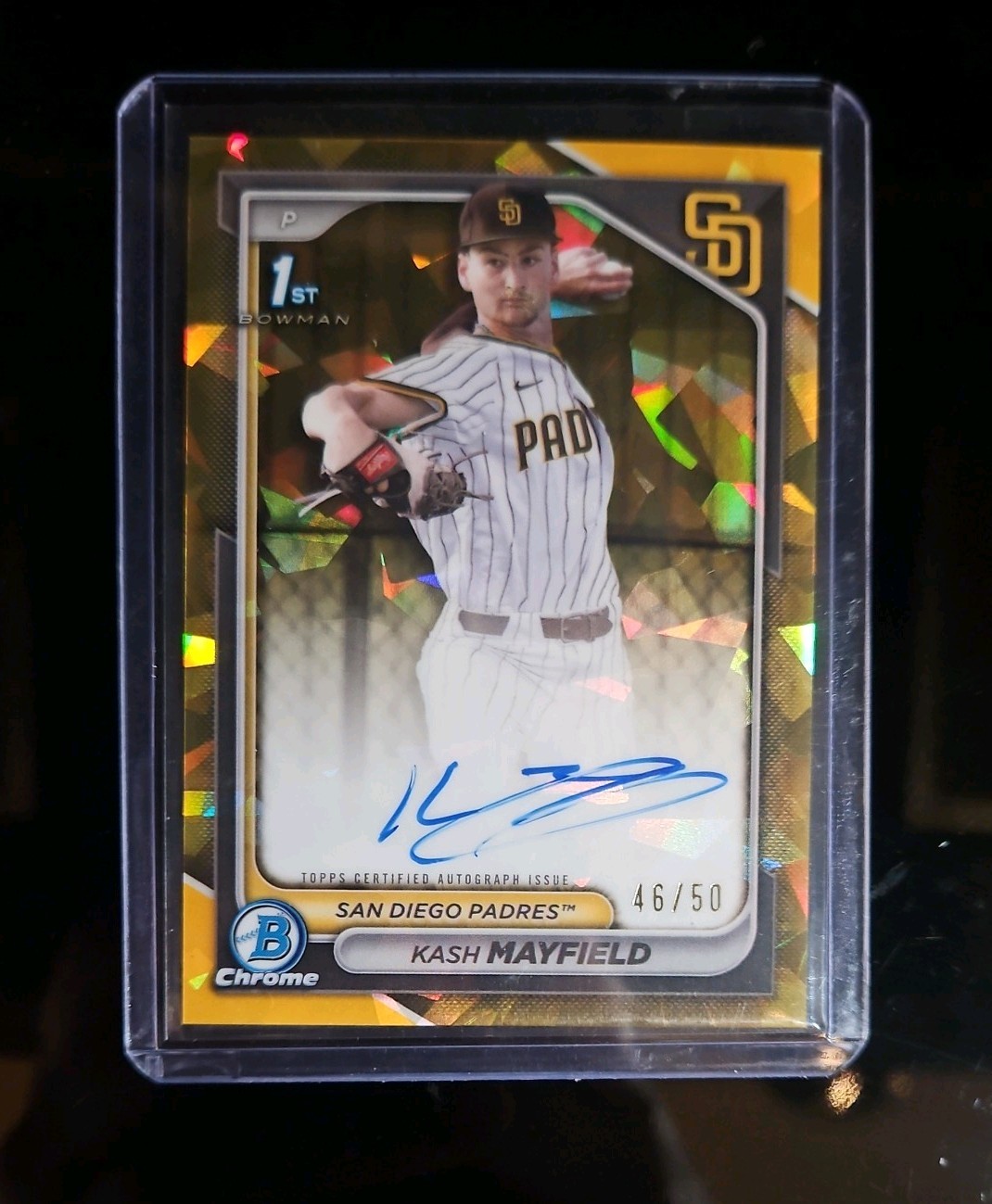 2024 Bowman Chrome Kash Mayfield 1st Bowman Auto Gold Sapphire /50