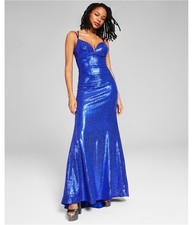 B. DARLIN Womens Saphire Gown Dress, Blue, Juniors, 17/18