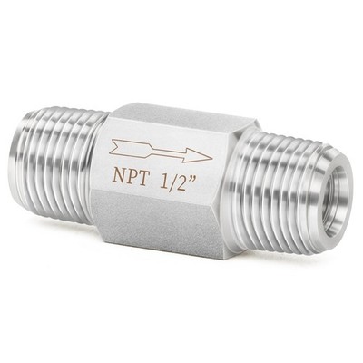304 Stainless Steel In-Line Siamese Check Valve 1/2'' NPT Male Thread, One-Way...