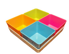 Melamine Ware Summer 8x8 Square 5pc Condiment Serving Tray Colorful Design 1009