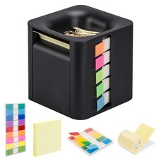 5-in-1 Sticky Note Dispenser and Holder with Pop Up Notes, Transparent Tabs, ...