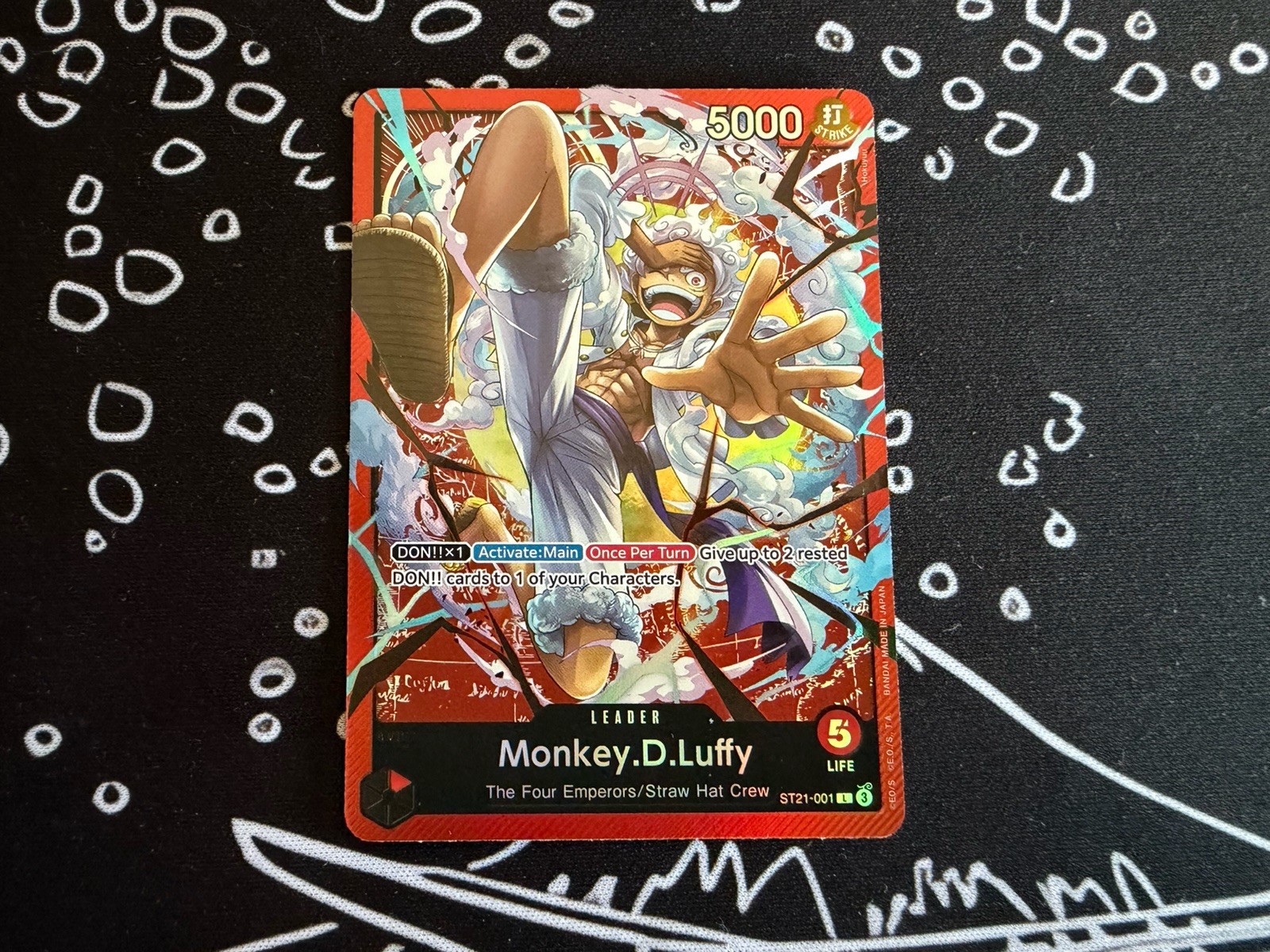 Near Mint One Piece TCG Monkey.D.Luffy ST21-001 Gear 5 Foiled NM Leader Card