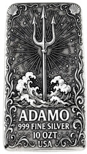 10 oz Silver Art Bar 999 - Trident - Exclusive Ltd. Edition - Adamo Metals 74.08 per troy oz
