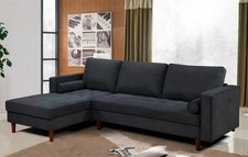 Schlafsofa Couch Ecksofa 3-Sitzer mit 3 Rückenkissen & 2 Rollkissen Sessel DE