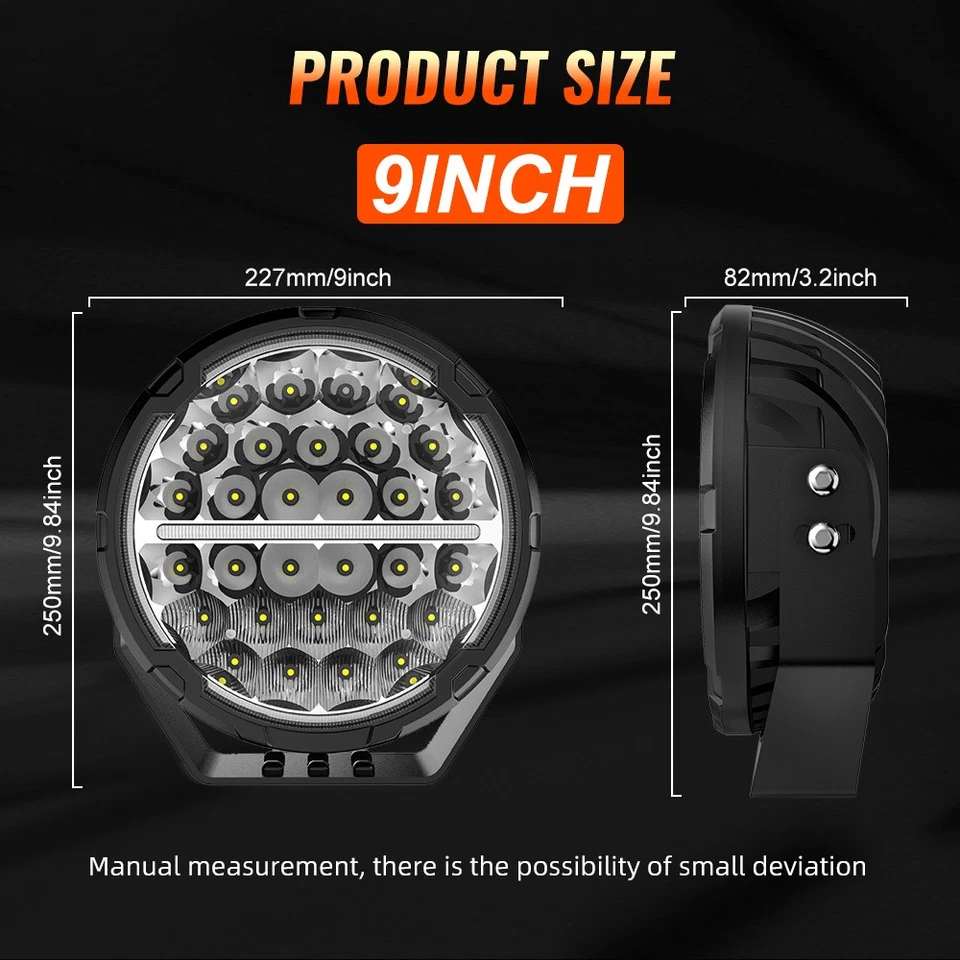 Luces LED de trabajo de conducción AUXBEAM 9" pulgadas vainas antiniebla DRL todoterreno SUV camión Foto 2 de 4