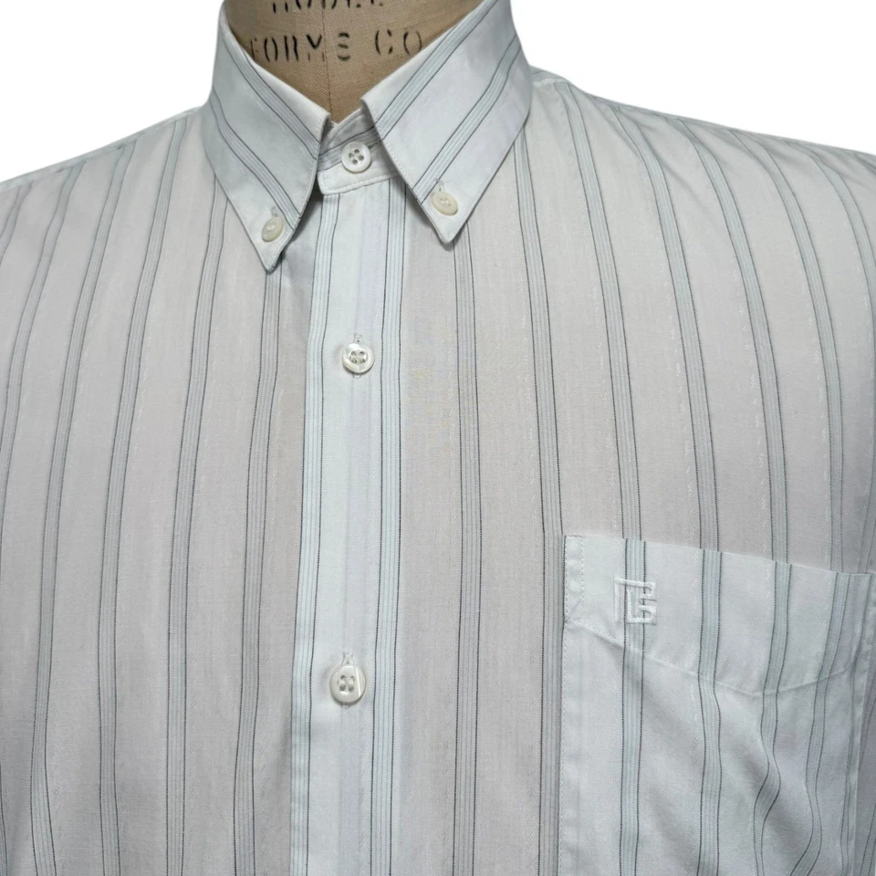 Camisa De Colección Pierre Balmain Paris EU41 Blanca Rayas Manga Corta Abotonada Foto 2 de 4