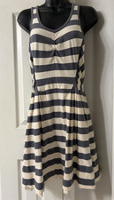 Marc by Marc Jacobs Gray/White Striped V-Neck Tank Zip Back Dress Size S