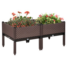 Set of 2 Raised Garden Bed Steel Planter Box Vegetable Flower Growing Beds