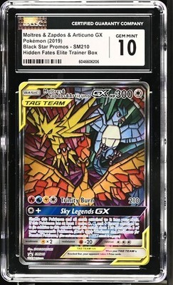 CGC Gem Mint 10 Moltres & Zapdos & Articuno GX SM210 Black Star