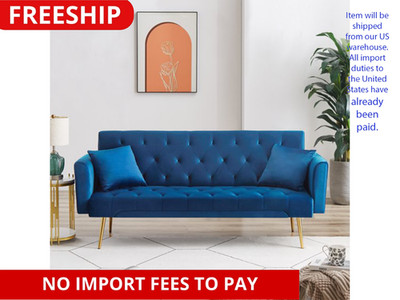 71 Inches Velvet Futon Sofa Bed with 2 Pillows,Modern Convertible Futon Couch