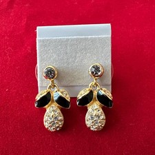 Vtg 1980s Christian Dior Pave Crystal Stud Top Rhinestone Pierced Earrings