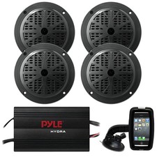 4x Pyle PLMR41B 4'' 100W Waterproof Speakers, Waterproof Amplifier, Sport Case