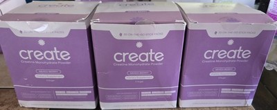 Lot Of 3 Create Single Serve Creatine Monohydrate Powder - 5g, 30ct Mixed Berry