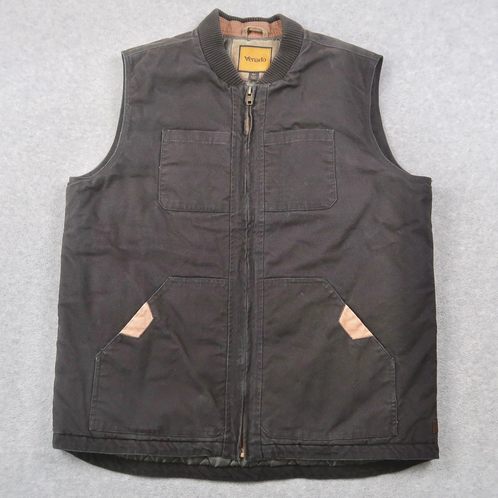 Venado Mens XLT Black Canvas Concealed Carry Vest Insulated Workwear Utility