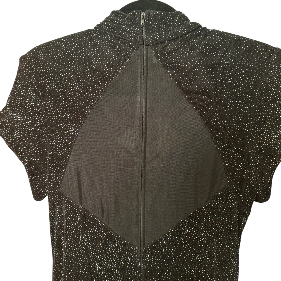 Вечернее платье женщин 12 изогнутый черный мини иллюзия шикарный блеск винтажный ночной путь - Изображение 4 из 4