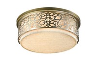 Deckenleuchte Metall Stoff Rund Ø 50 Cm In Messing Natur 5X E27 Deckenlampe