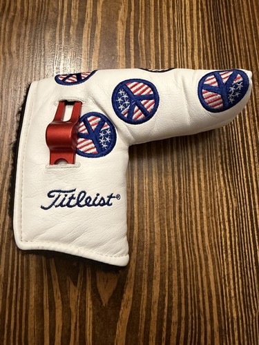Rare 2004 Scotty Cameron USA Peace Sign Headcover, W/ Original Red Divot Tool