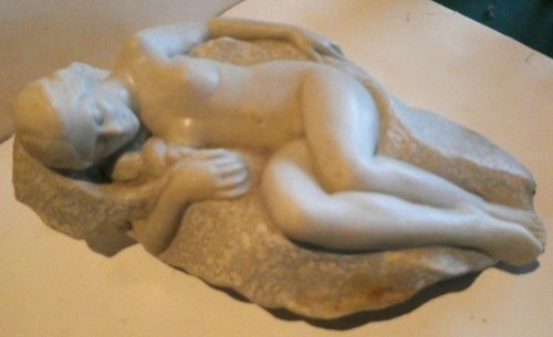 Audrey McPherson Reclining Nude Composite Stone Figural Sculpture