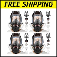 High-Efficiency Full Face Gas Mask Set with 4 Filters - Nuclear & Chemical Guard