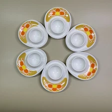 Figgjo Flint Safran Egg Cups Orange Flower MCM Made in Norway Set of 6