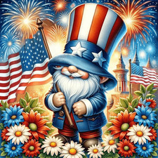 Gnome Diamond Art Kits for Adults, Full Drill Patriotic Diamond Painting Kits Fo